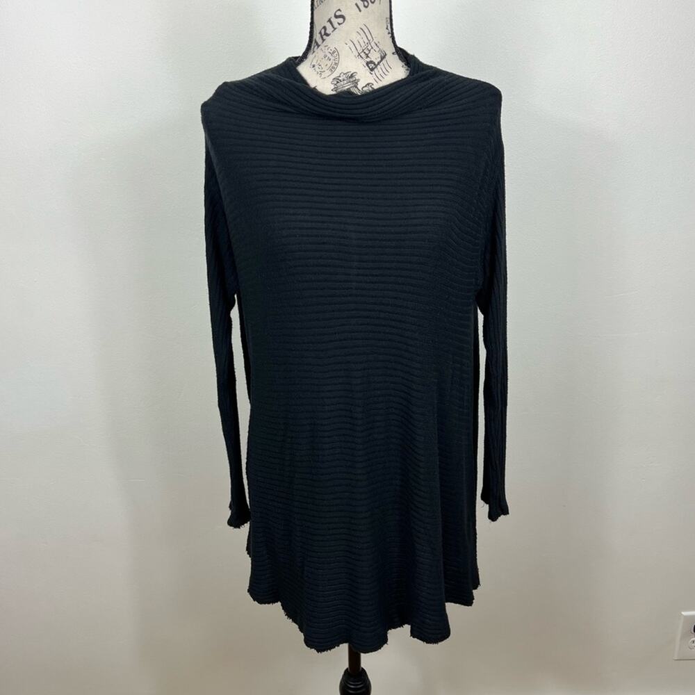 We The Free black ribbed cowl neck long sleeve sweater shirt with back detail